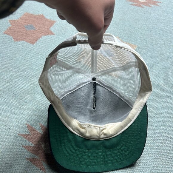 Vintage 80s trucker hat mesh cap new era 2 tone blank black white made in USA - Picture 5 of 8